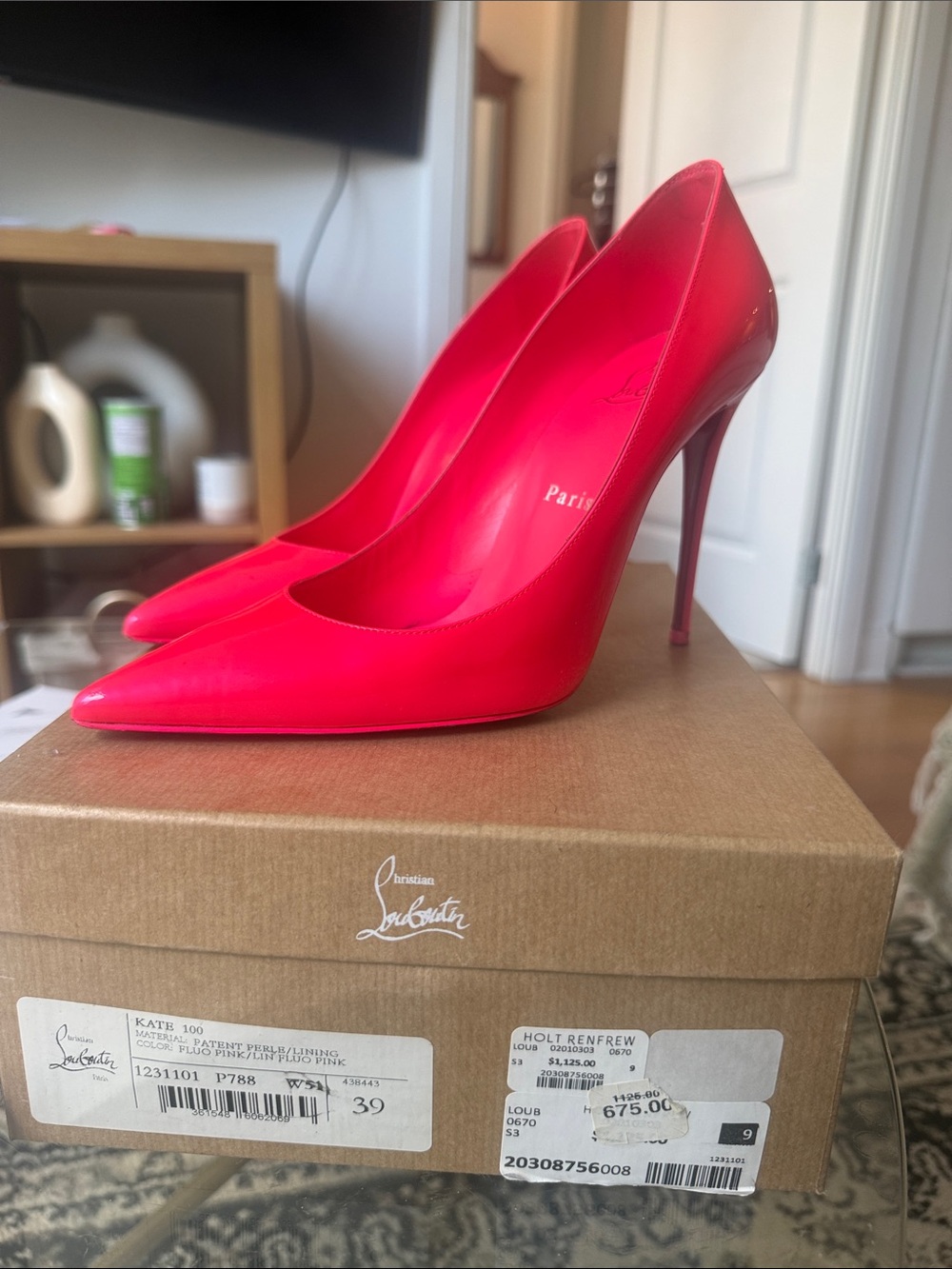 Christian Louboutin Neon Pink Patent Pointed-Toe Stilettos